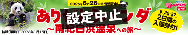 6月26日（木）出発限定！ありがとうパンダ 南紀白浜温泉への旅