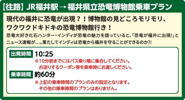 【往路】JR福井駅→福井県立恐竜博物館乗車プラン
