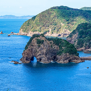 ぞうの形に見えるぞうさん岩の写真