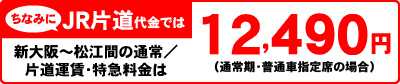 ちなみにJR片道代金では