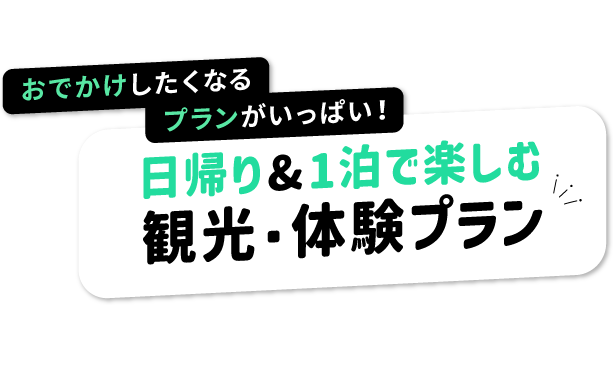 日帰り＆1泊で楽しむ観光・体験プラン