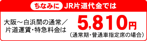 ちなみにJR片道代金では