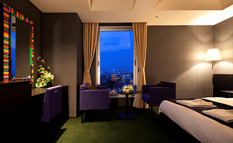 客室エッセンシャル（ダブル）の夕景の写真