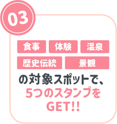 03：対象スポットで、6つのスタンプをGET！！