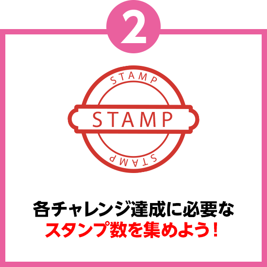 各チャレンジ達成に必要なスタンプ数を集めよう！