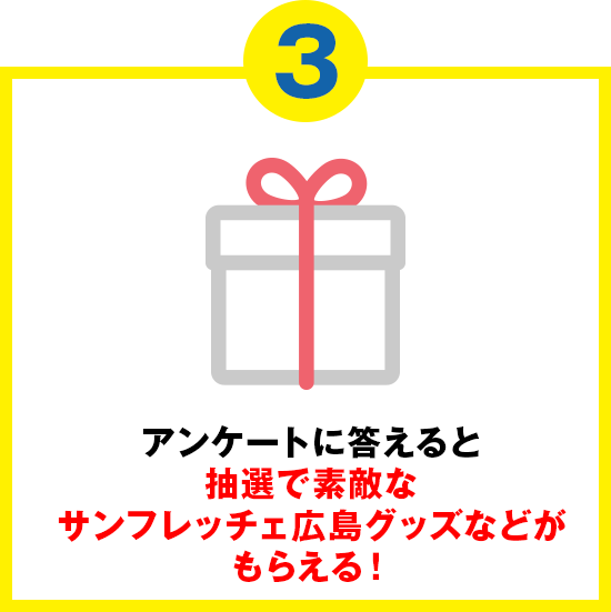 アンケートに答えると抽選で素敵なサンフレッチェ広島グッズがもらえる！