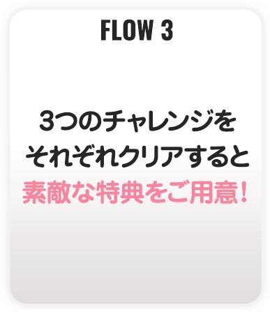 3つのチャレンジクリアで素敵な特典