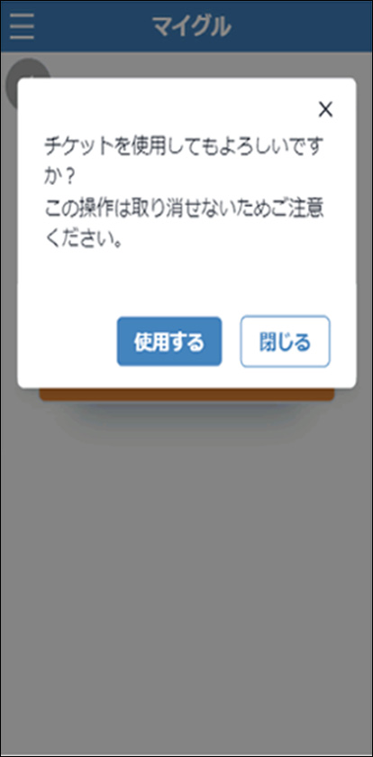 「引換券（使用確認）」ページ