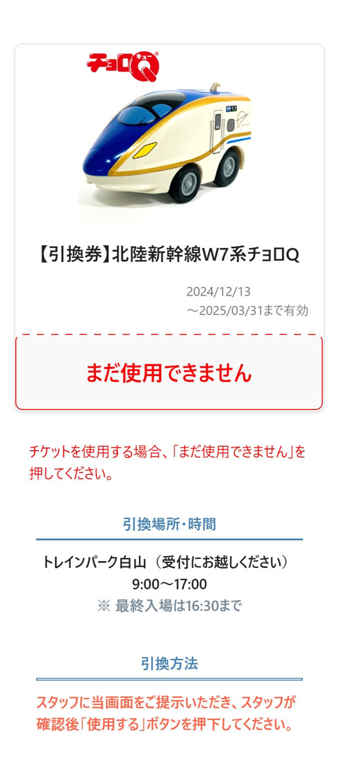 「引換券（使用前）」ページ