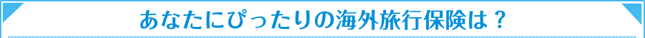 あなたにぴったりの海外旅行保険は?