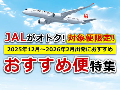 JALがオトク！対象便限定！12月～2月におすすめおすすめ便特集