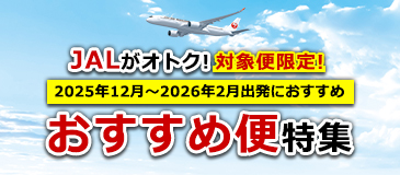 JALがオトク！対象便限定！12月～2月におすすめおすすめ便特集