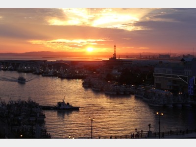 ９階バルコニーからの夕日