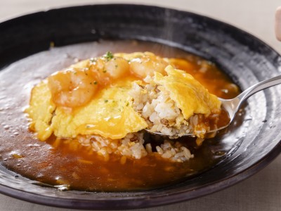 【夕食】オムチャン　エビチリソース
