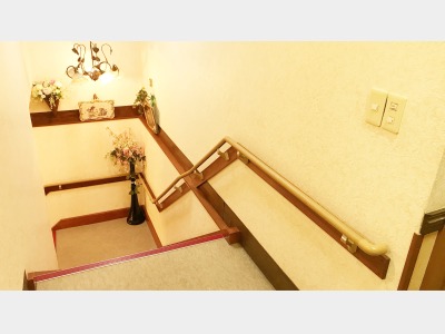 手摺り・スロープ : 客室(2F)へと続く階段には手すりを設置しております。