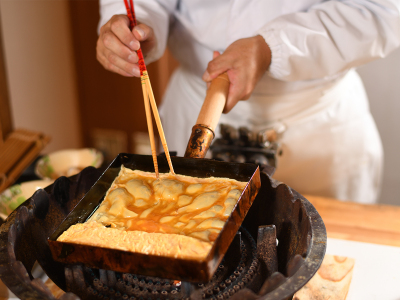 目の前で焼き上げるので美味しさ倍増！