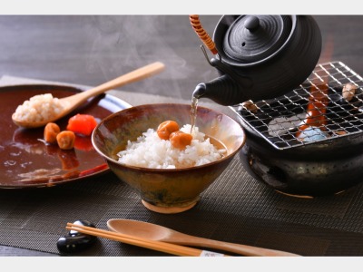 野菜旨出汁のお茶漬けの朝食