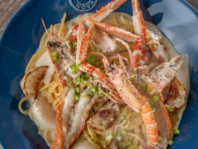 ランチ／手長エビとカブのクリームソーススパゲティ