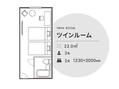 ツインルーム (22平米)