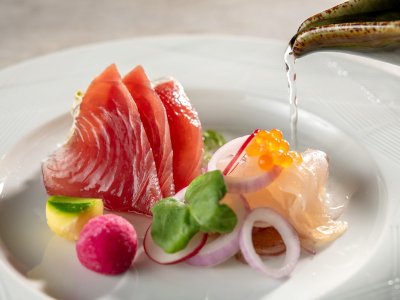 【土地の恵み会席】春（2026年3月～5月）造り 鰹 いくら 鯛昆布締め 季節の野菜