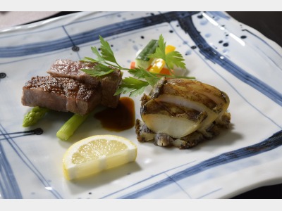 至福プランアワビと和牛ステーキ