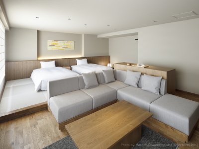 【新客室】デザイナーズツイン／和紙や竹をあしらい、洗練されつつ日本古来の親しみやすいテイストに