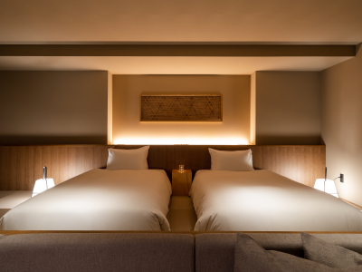 【新客室】温泉露天風呂付スイートルーム／究極の眠りを追求するシモンズ製のセミダブルベッド