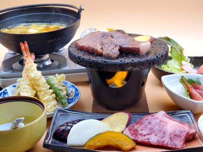 【夕食UPグレードプラン】和牛の溶岩焼き