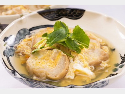 朝食一例 ：加賀車麩卵とじ