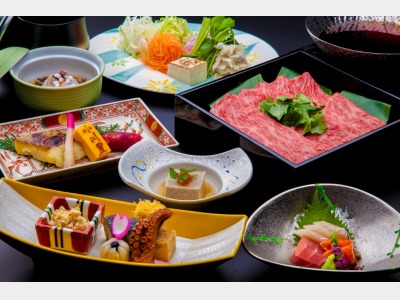 A4ランク飛騨牛すきしゃぶ会席一例