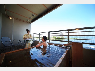 びわの風　部屋露天　檜風呂タイプ