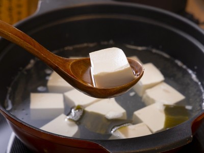 【朝食】「服部豆腐」を使用した湯豆腐