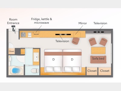 シグネチャーファミリー （ソファー付き) (禁煙）36 平米（1名～5名）