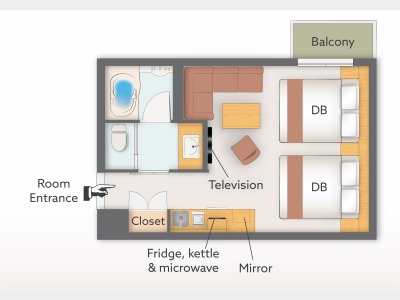 デラックスダブル (禁煙) 29 平米（1名～4名）