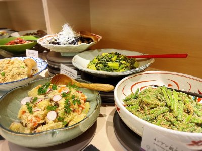【朝食】おばんざいの一例です。