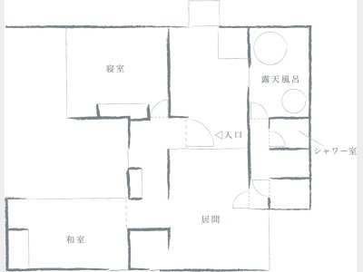 客室イメージ　ヴィラ「玄漆」平面図