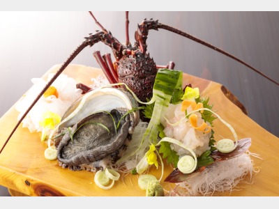 伊勢海老姿と鮑の造里