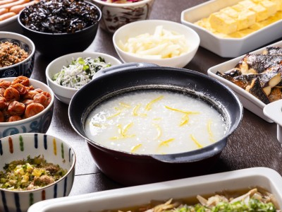 【朝食】ビュッフェメニュー例（柚子生姜粥）