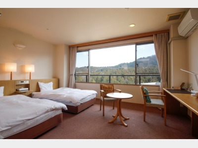 《禁煙》 洋室ツイン〈２２平米 ユニットバス　眺望：庭側〉