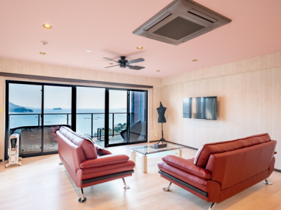 【オーシャンコンセプトスイート】天然温泉掛流し露天風呂付客室　絶景パノラマオーシャンビュー＆宮島を望めます