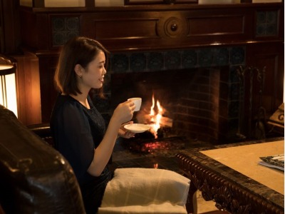 ロビーでコーヒーブレイク