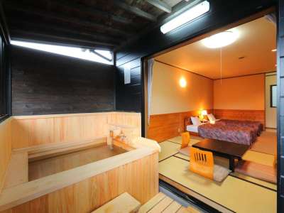 【ひのき風呂付和洋室】半露天風呂付和洋室