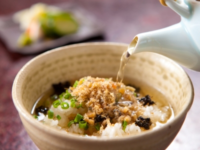 夕食一例＜自家製幻のエノハのお茶漬け＞