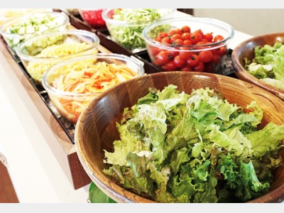 朝食｜色とりどりの新鮮野菜が並ぶサラダバー