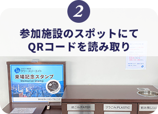 参加施設のスポットにてQRコードを読み取り