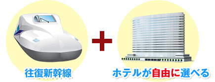 往復新幹線 特別料金 ＋ ホテルが自由に選べる