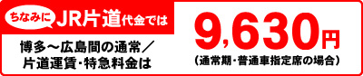 ちなみにJR片道代金では