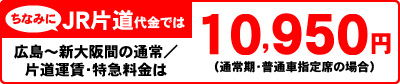 ちなみにJR片道代金では