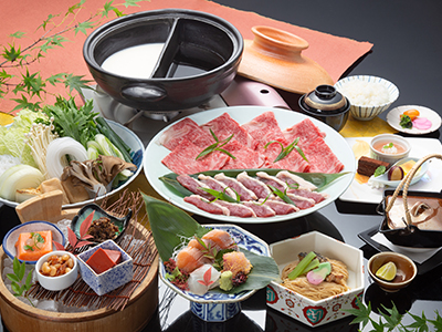 近江牛・近江鴨 二色鍋会席プラン（おとな1人前・イメージ）