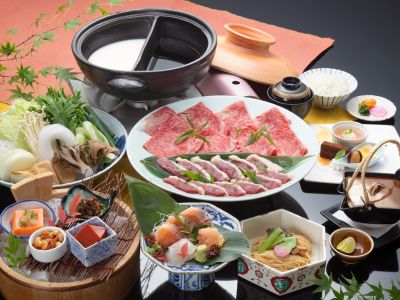 近江牛・近江鴨二色鍋会席[おとな1人前(近江牛・近江鴨は2人前)・イメージ]